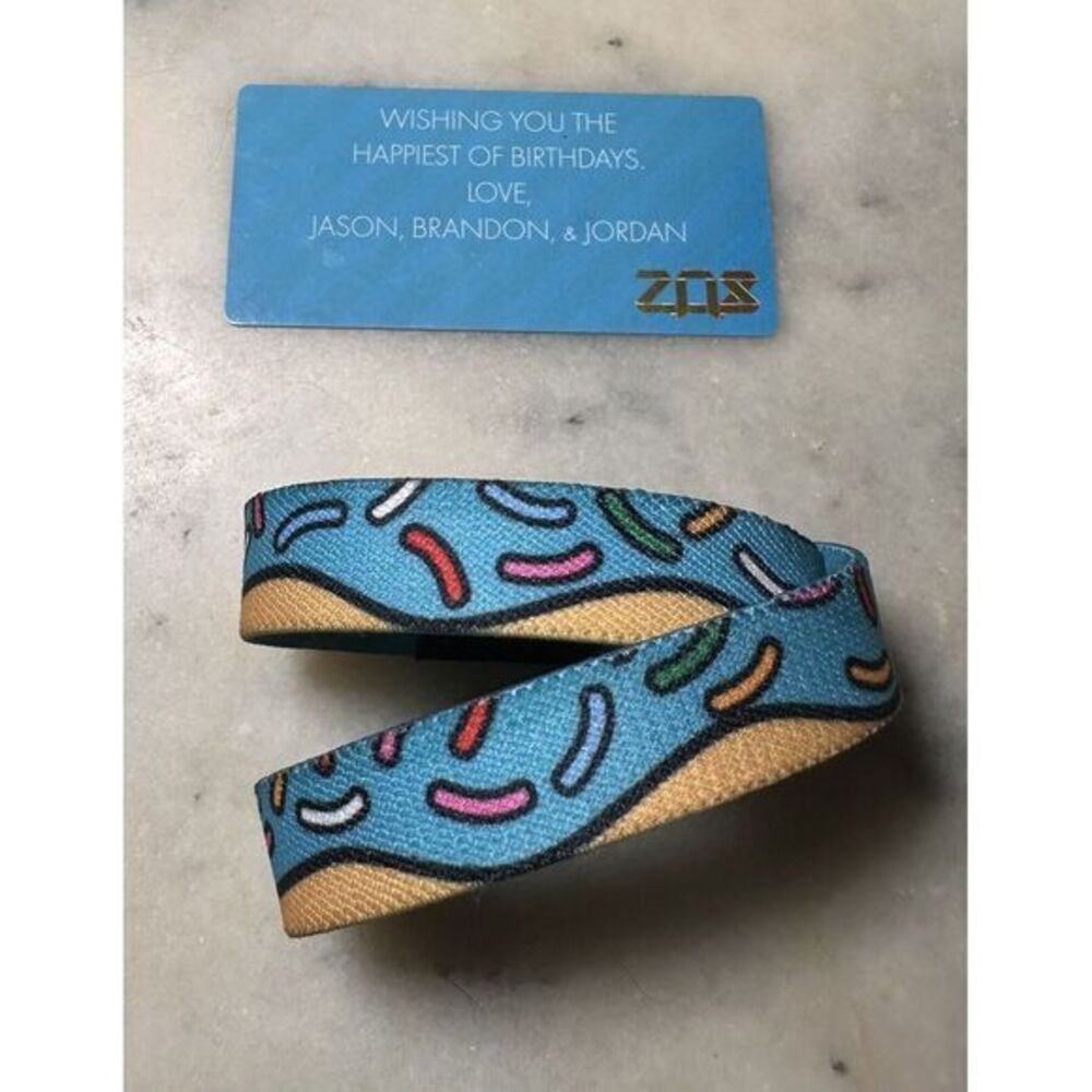Zox Cake Birthday Mint Turquoise Double Band Reversible Bracelet Medium + Card